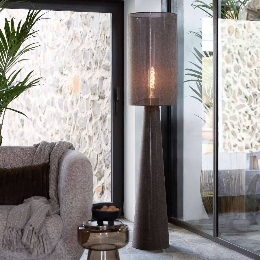 Light & Living Vloerlamp Micky Linnenlook 180cm Bruin