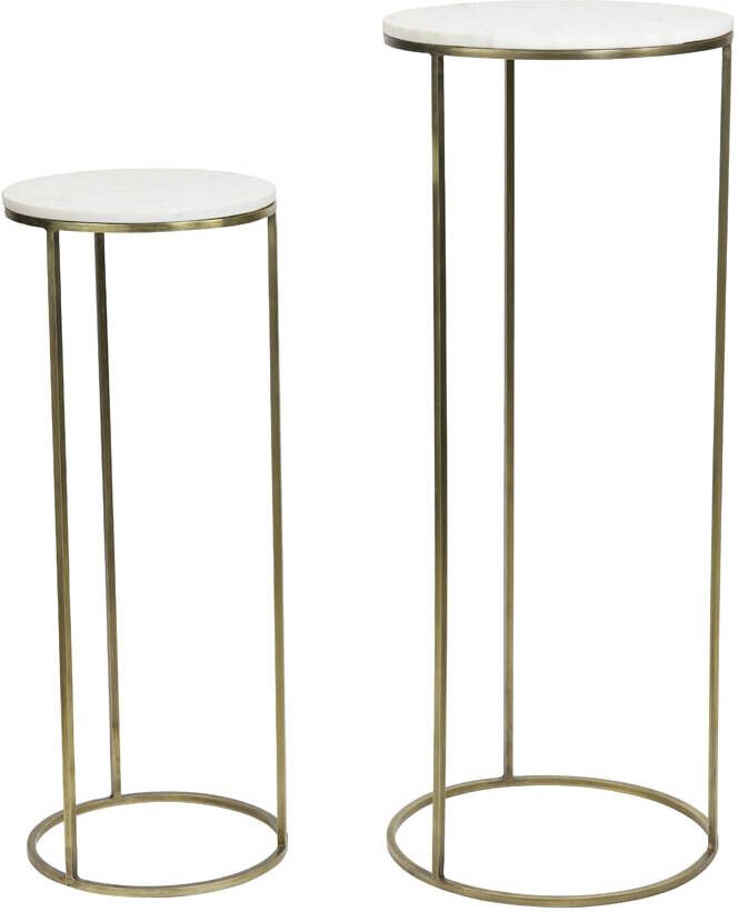 Light & Living Light&living Zuil S|2 Ø32x82+Ø41x102 cm RICARDO wit marmer+ant. brons - Foto 2