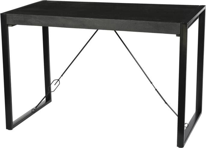 Livingfurn Bartafel Norris Mangohout en staal 140 x 80cm Zwart