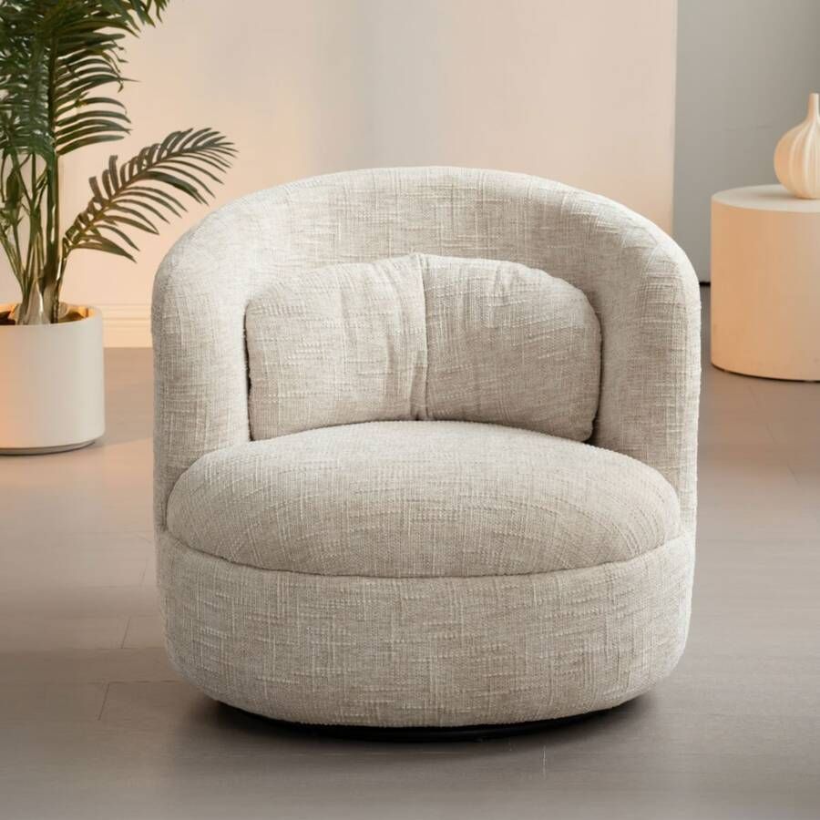 Livingfurn | Fauteuil Britt Cream | Zitmeubels woonkamer | Draaifauteuil