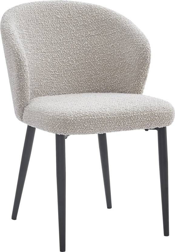 Livingfurn Eetkamerstoel Laura Boucle Beige Stof Set van 2
