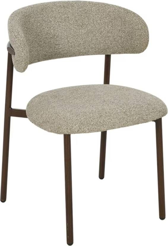 Livingfurn Eetkamerstoel Micah Stof en hout Walnoot