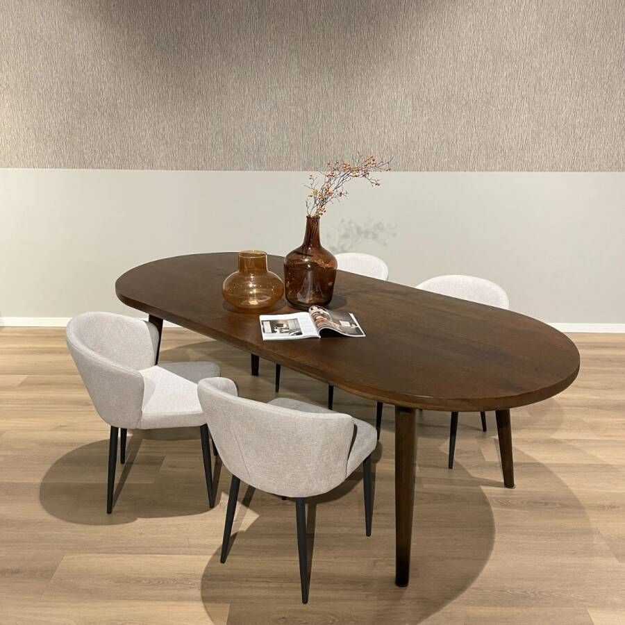 Livingfurn Eettafel Beaunan Mangohout 240 x 110cm Bruin Ovaal