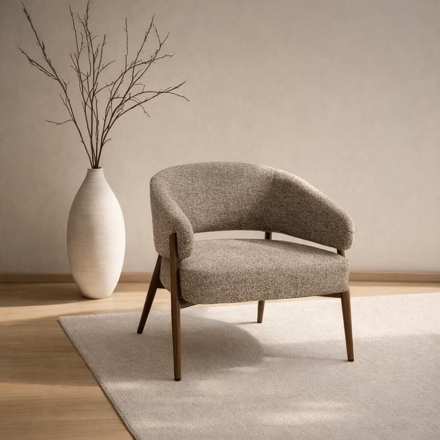 Livingfurn Fauteuil Dilan Hush Walnut Beige