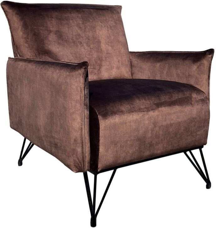 Livingfurn Fauteuil Noah Velvet Bruin