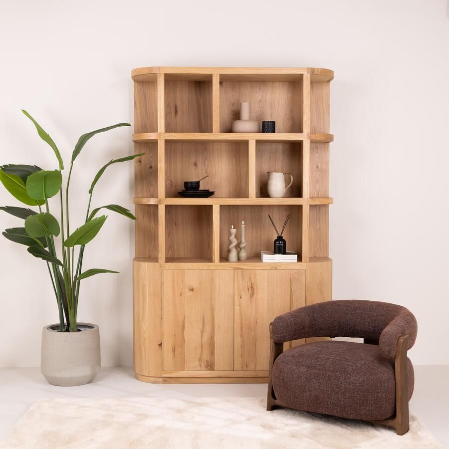 Livingfurn Boekenkast Novero Eiken 220 x 145cm Naturel