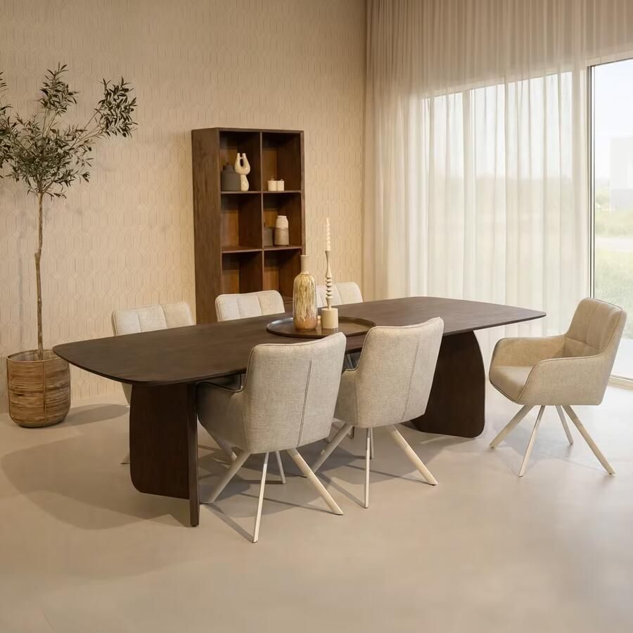 Livingfurn Deens Ovale Eettafel Trevor Mangohout 280 x 110cm donkerbruin