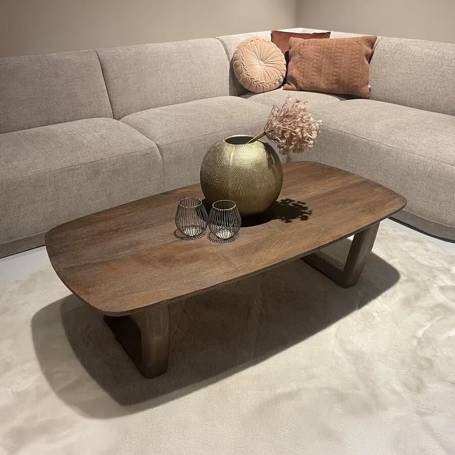 Livingfurn Deens Ovale Salontafel Cortez Mangohout 130 x 70cm Bruin Ovaal