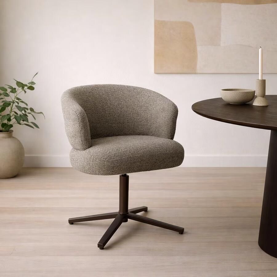 Livingfurn Draaibare Eetkamerstoel Blake Geweven stof Desert