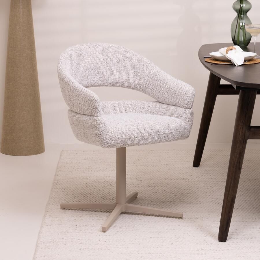 Livingfurn Draaibare Eetkamerstoel Jade Geweven stof Naturel