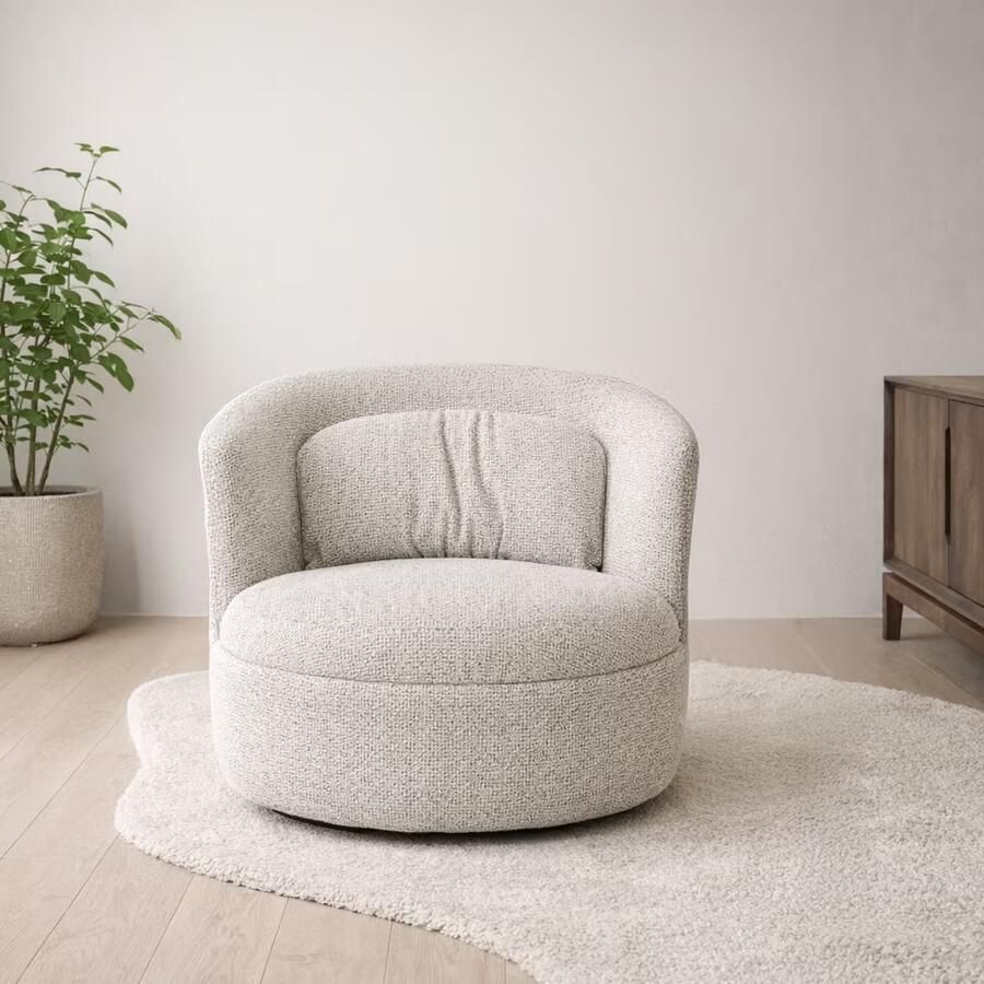 Livingfurn Draaifauteuil Britt Geweven stof Beige