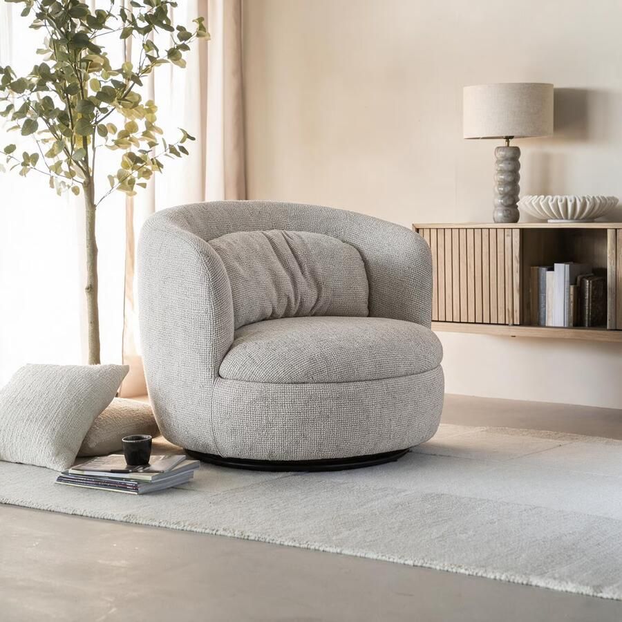 Livingfurn Draaifauteuil Britt Geweven stof Beige