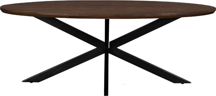 Livingfurn Ovale Eettafel Lifestyle Mangohout 210 x 110cm Donkerbruin Ovaal