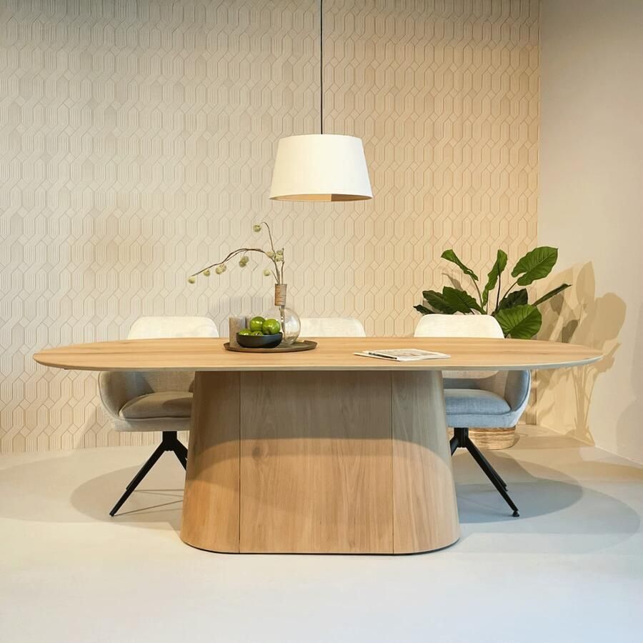 Livingfurn Ovale Eettafel Novero Eiken 200 x 110cm Naturel Ovaal