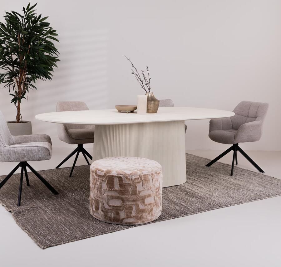 Sohome Ovale Eettafel Puck Mangohout 230 x 110cm Ivoor Ovaal