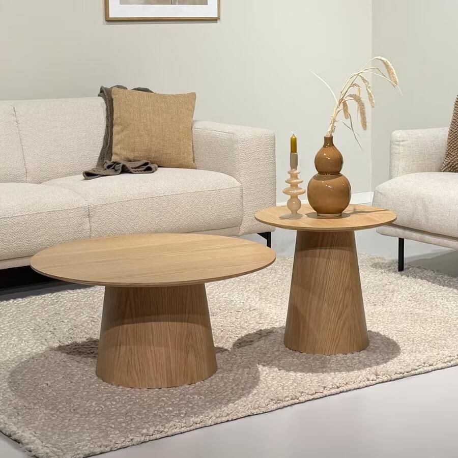 Livingfurn Ronde Salontafel Novero Eiken set van 2 stuks Naturel