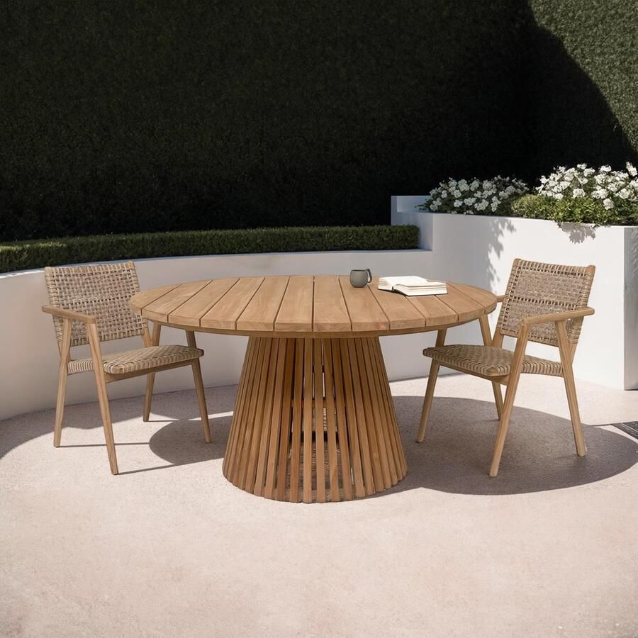 Livingfurn Ronde Tuintafel Cindo Teakhout 120cm Bruin