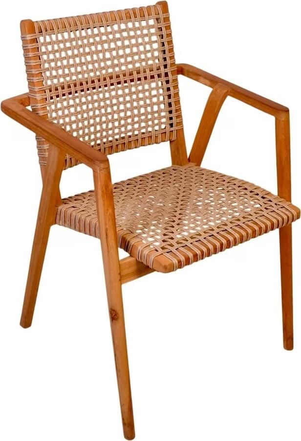 Livingfurn Tuinstoel Anya Teakhout en rattan Bruin