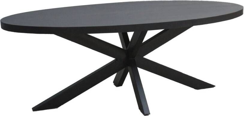 Livingfurn Ovale Eettafel Kala Mangohout 160 x 90cm Zwart Ovaal
