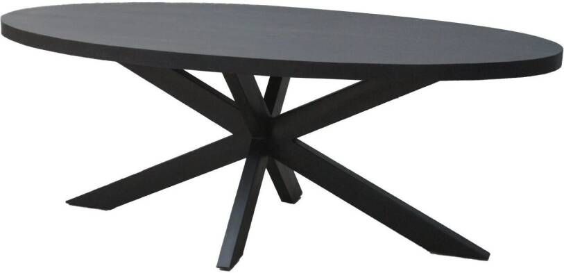 Livingfurn Ovale Eettafel Kala Mangohout 160 x 90cm Zwart Ovaal