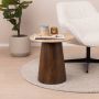 Livingfurn Ronde Bijzettafel Valentino Mangohout en Travertin 44cm Bruin - Thumbnail 3