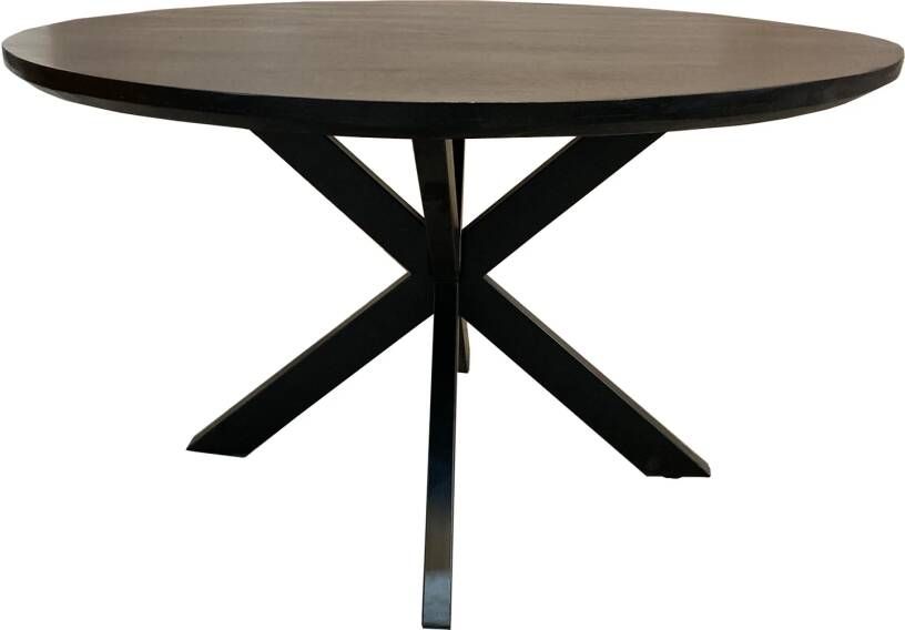Livingfurn Ronde Eettafel Jesper Mangohout 130cm Zwart