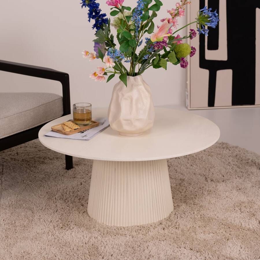 Livingfurn Ronde Salontafel Patrice Mangohout 80cm Ivoor