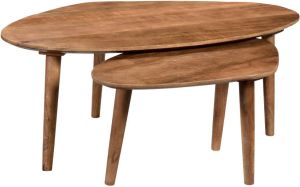 Livingfurn Salontafel 'Xavier' Mangohout Set van 2 stuks