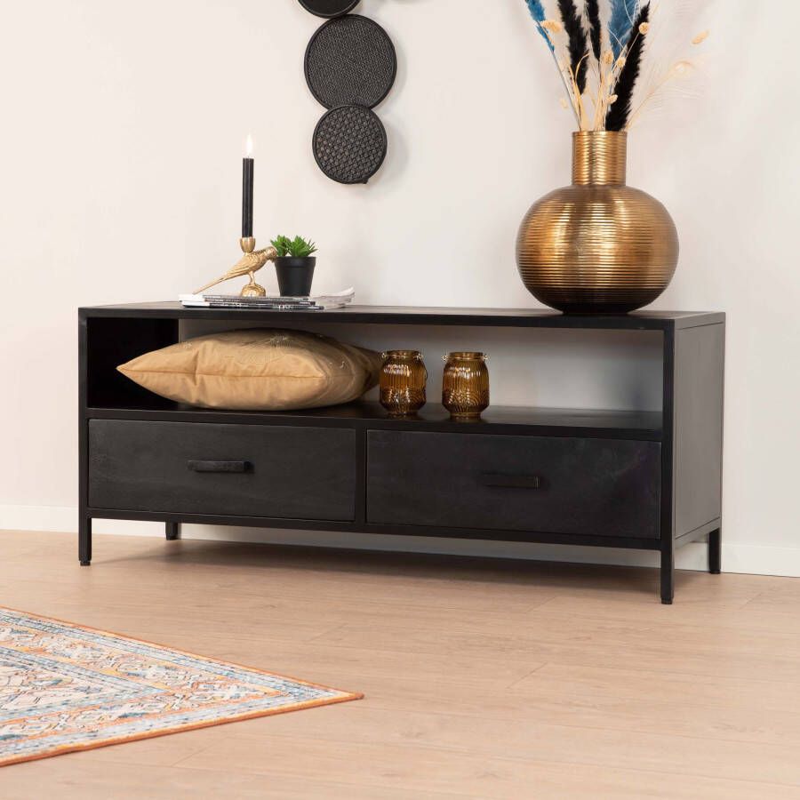 Livingfurn TV-meubel Kala 120cm Mangohout zwart