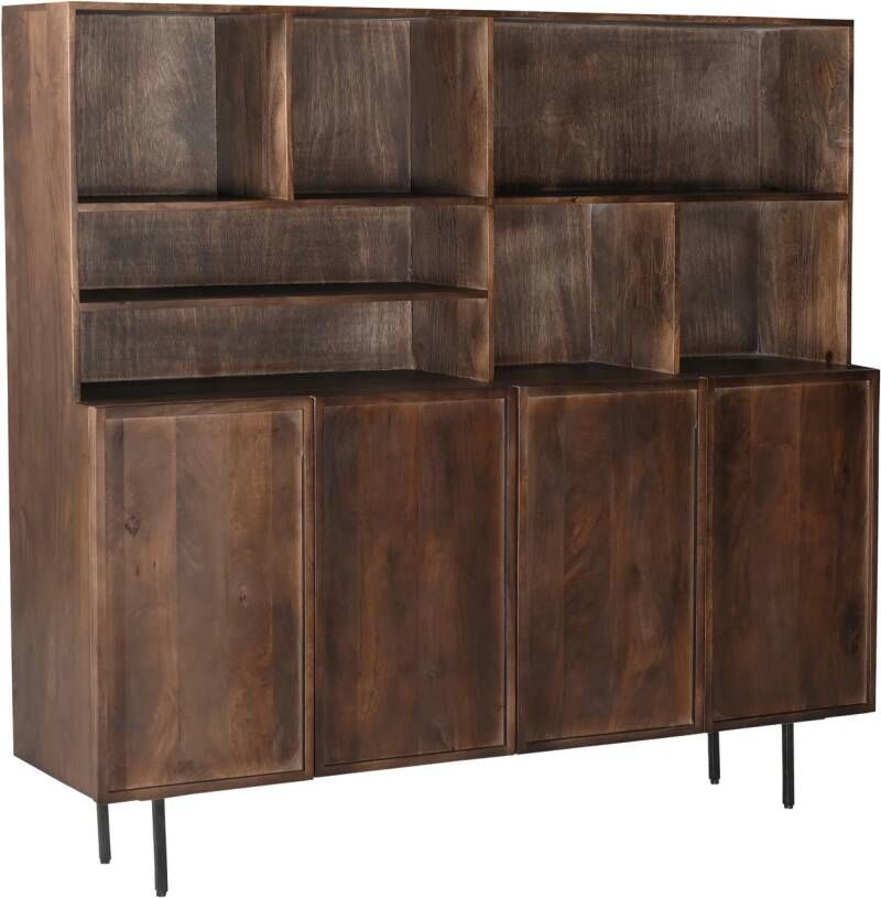 Livingfurn Wandkast Elan Brown Mangohout 180cm Bruin