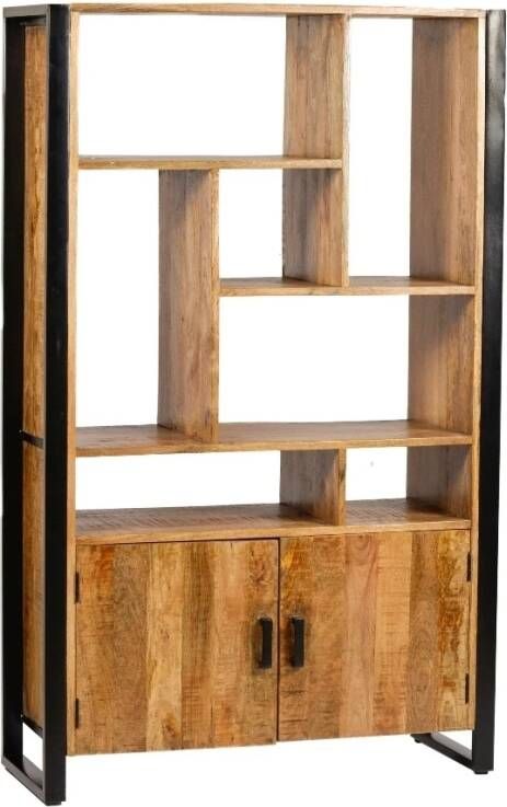 Livingfurn Wandkast Nairobi Mangohout en staal 180 x 110cm