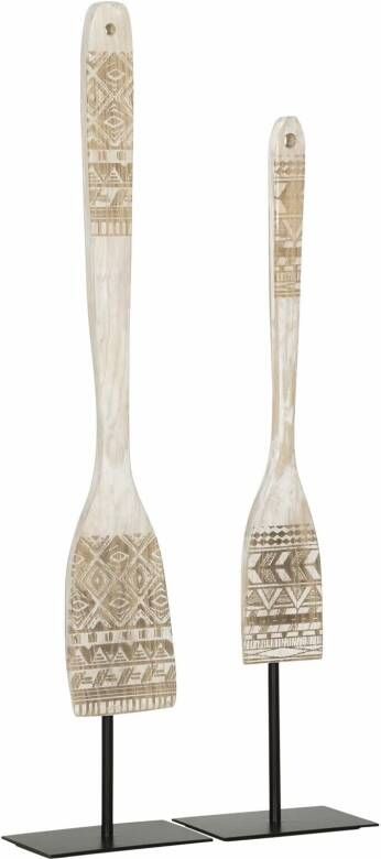 MUST Living Decoratie Tribal Spoon Teakhout Set van 2 stuks Wit