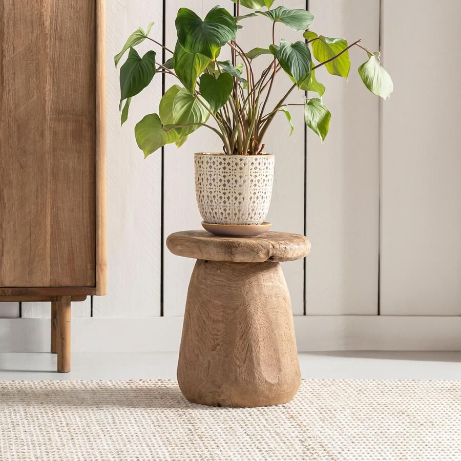 MUST Living Bijzettafel Bromo Teakhout Ø35cm Bruin Rond