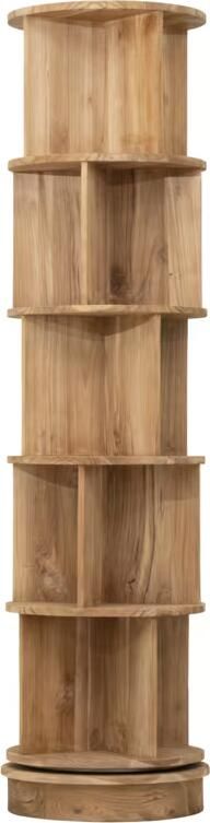 MUST Living Draaibare Boekenkast Shakespeare Teakhout 195 x 50cm Naturel