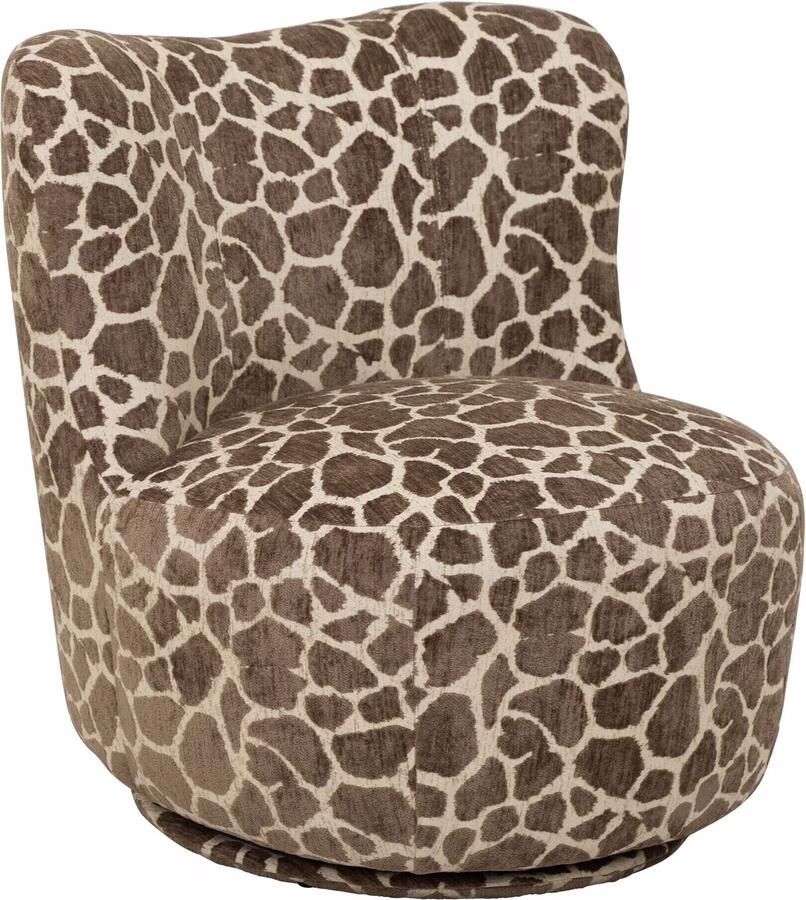 MUST Living Draaifauteuil Dean Chenille Giraffeprint Bruin