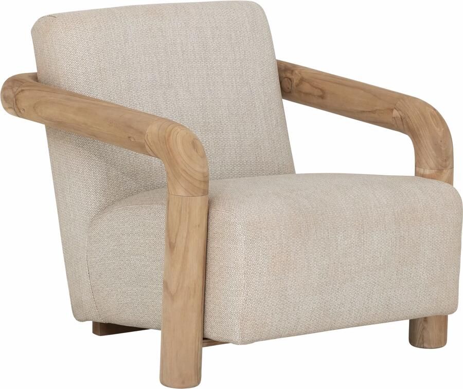 MUST Living Fauteuil Blush Teakhout en stof Beige