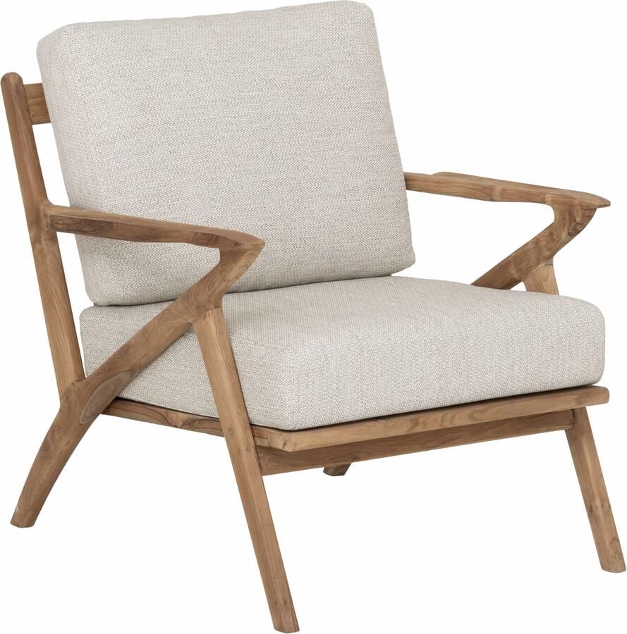 MUST Living Fauteuil Charles Teakhout en stof Beige