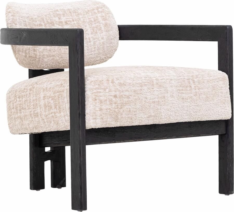MUST Living Fauteuil Kelly Chenille Beige Zwart
