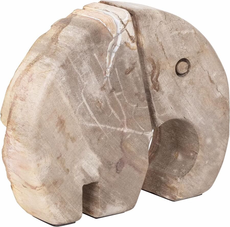 MUST Living Ornament Elephant Versteend hout 17 x 21cm Bruin