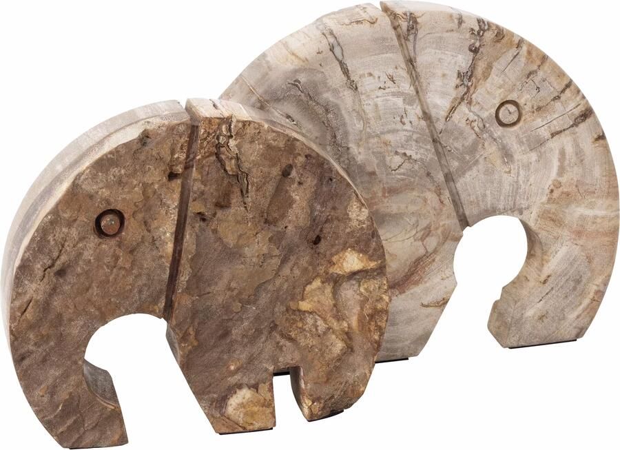 MUST Living Ornament Elephant Versteend hout 20 x 25cm Bruin