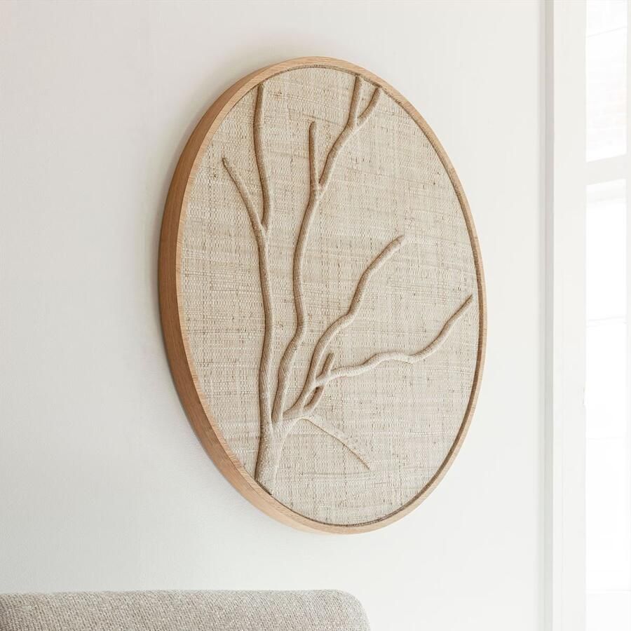 MUST Living Rond Wandpaneel Jungle Palmblad 85cm Beige
