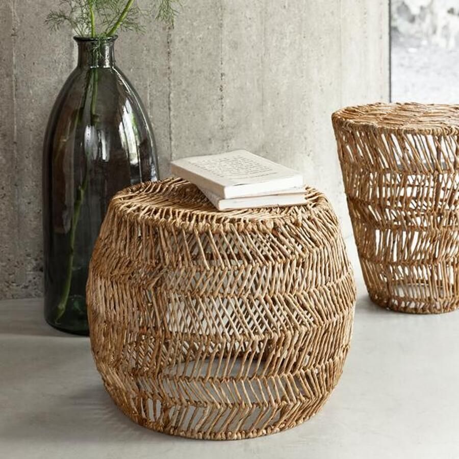 MUST Living Ronde Bijzettafel Cala Gracio Abaca 44cm Naturel - Foto 2