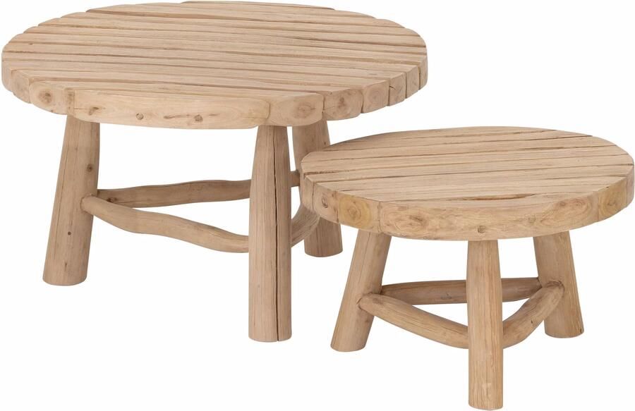 MUST Living Ronde Salontafel Blue Marlin Teakhout Set van 2 stuks Naturel