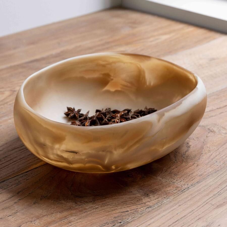 MUST Living schaal Rafael Ø25 cm Bruin en Wit