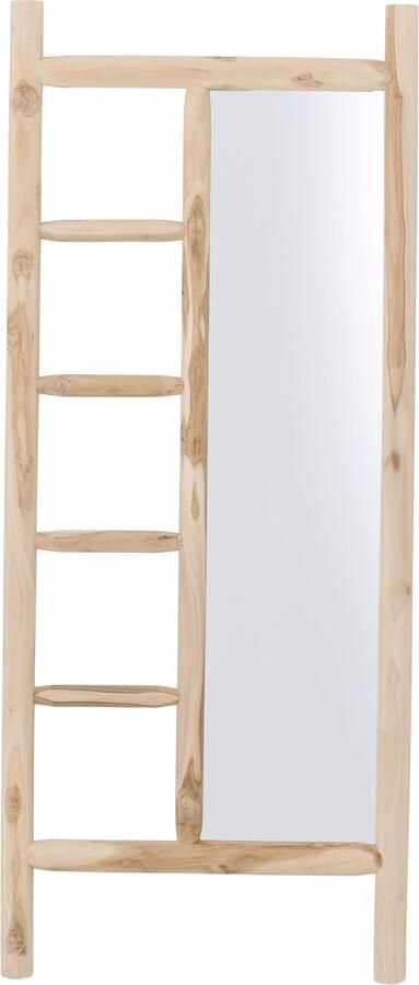 MUST Living Spiegel Benidorm Met ladder Teakhout 180 x 75cm Naturel Passpiegel