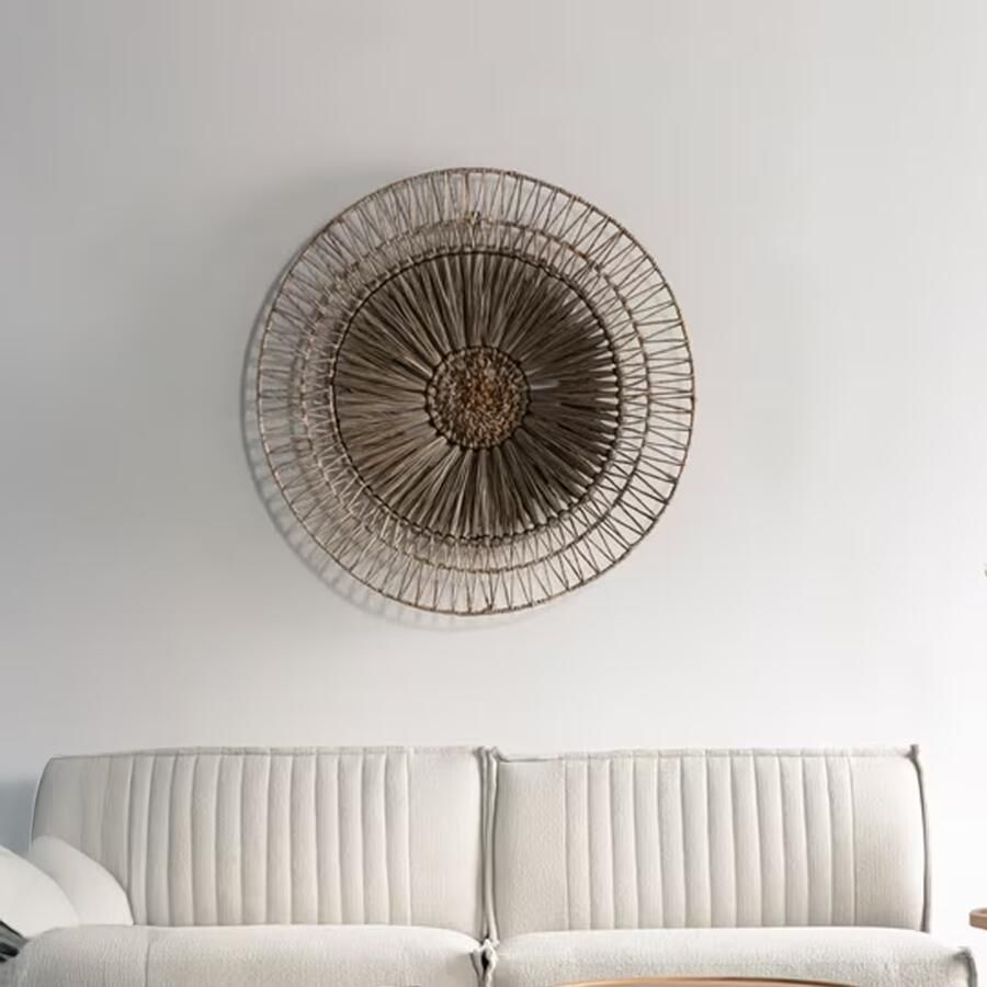 MUST Living Wanddecoratie Camellia Abaca en mendong Bruin