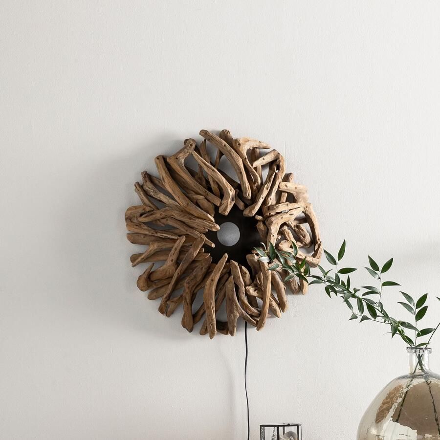 MUST Living Wandlamp Zena Teakhout 50cm Bruin