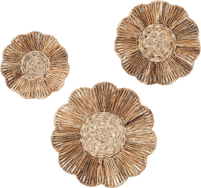 MUST Living Wanddecoratie Flower Set van 3 stuks Abaca