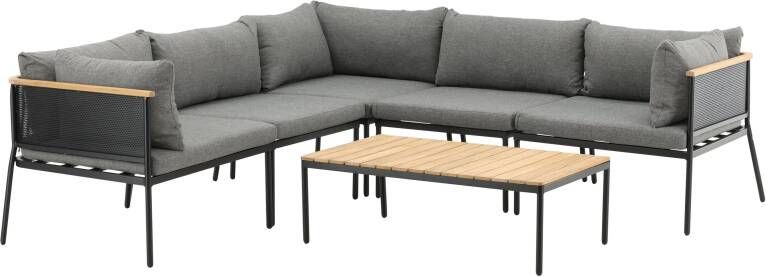 Nohr Loungeset Courtnee Met hoekbank en tafel Grijs Zwart