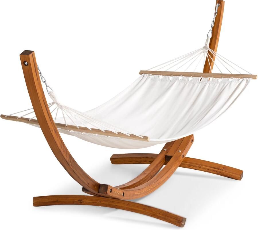 Nohr Hangmat Delisha crèmewit met standaard van acaciahout